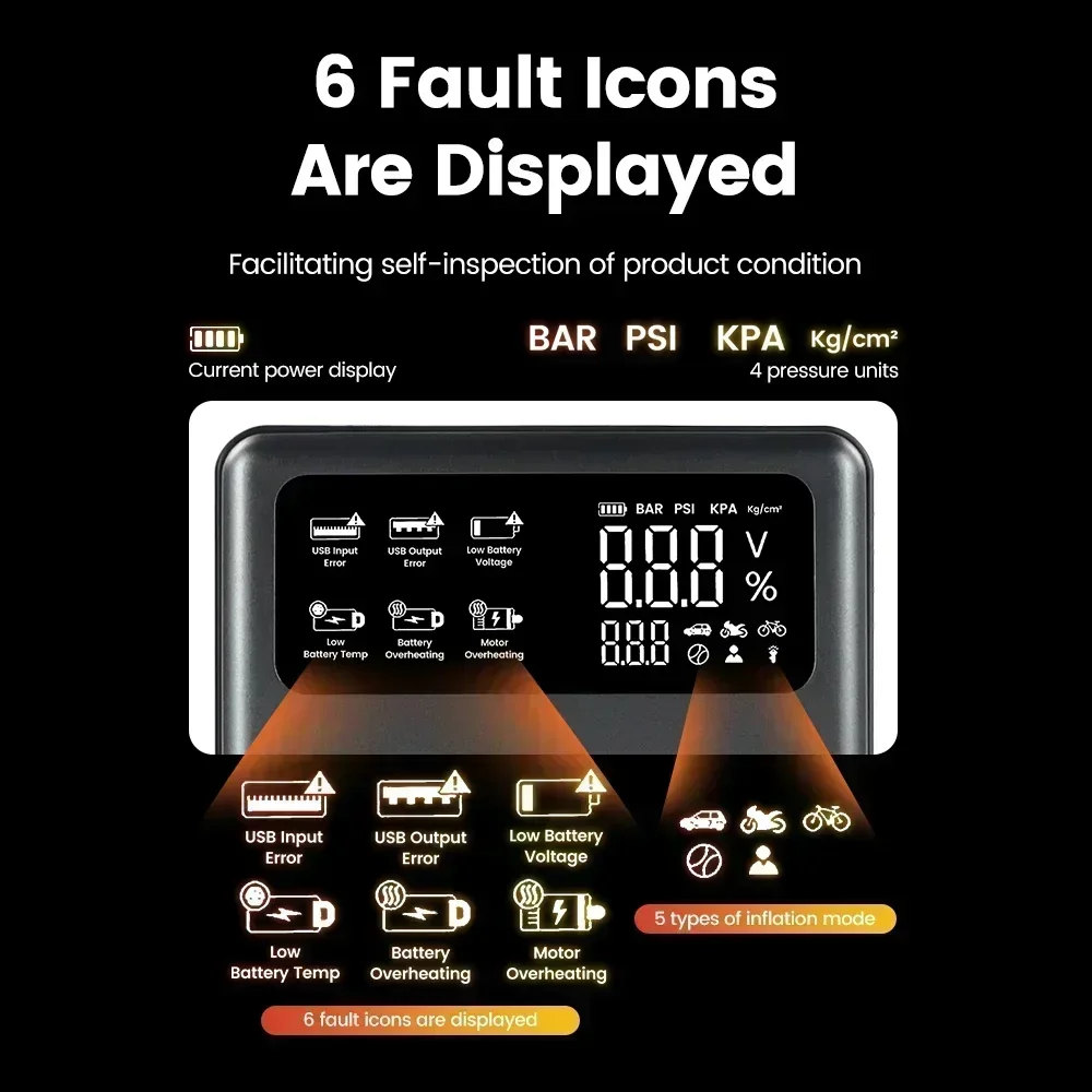 13000mAh Car Jump Starter Portable Air Compressor Baseus Power Bank 12V Digital Tire Inflator Emergency Battery Boost LED Light