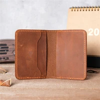 Men's Front Pocket Minimalist Cowhide Full Grain Leather Slim Wallet Card Holder ID License Bank Credit Card Vintage Retro NEW 2