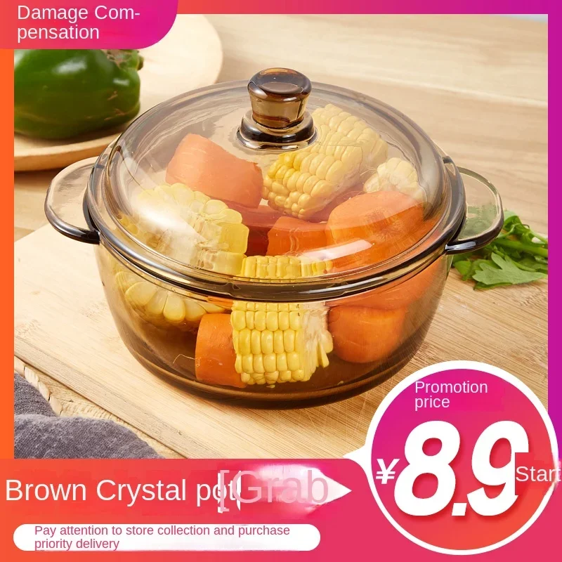 Cold-resistant and heat-resistant transparent glass pot with lid environmental-friendly lead-free and high-temperature resistant