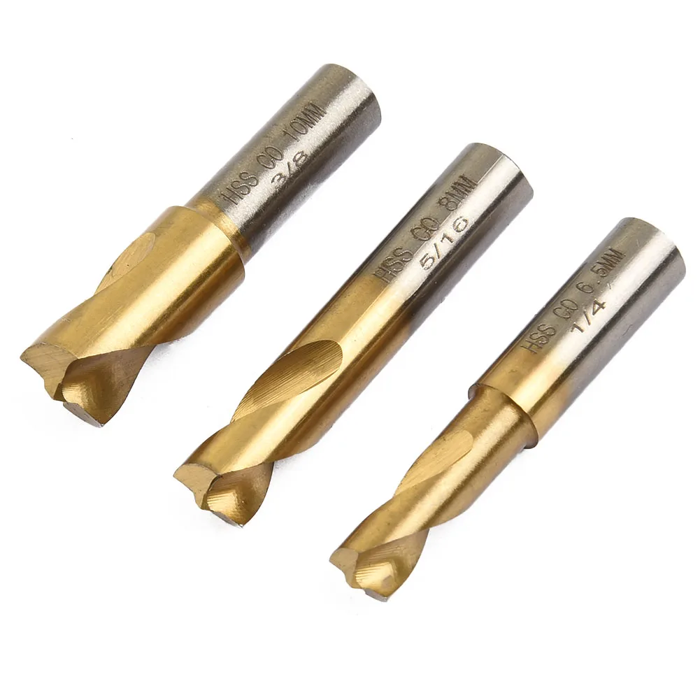3pcs Drill Bit Set 6.5mm 8mm 10mm HSS CO Cobalt-containing Spot-Weld Cutter Welding Drill Bit Countersink Bit Power Tools