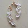 SLBRIDAL Handmade Ins Style Sparkling Crystal Rhinestones Porcelain Flower Pearls Bridal Wedding Earring Women Girls Earrings 2