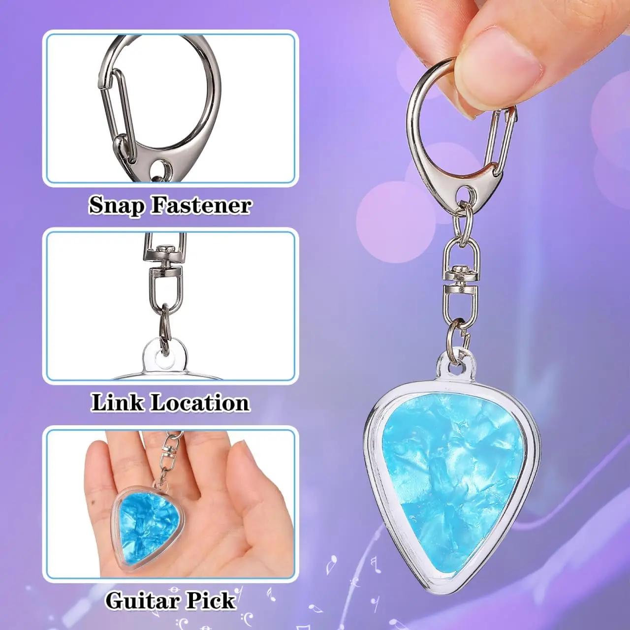 1pc Guitar Pick Holder Keychain - Heart-Shaped with Secure Lid, Durable Acrylic Guitar Pick Organizer for Musicians,Music Lovers