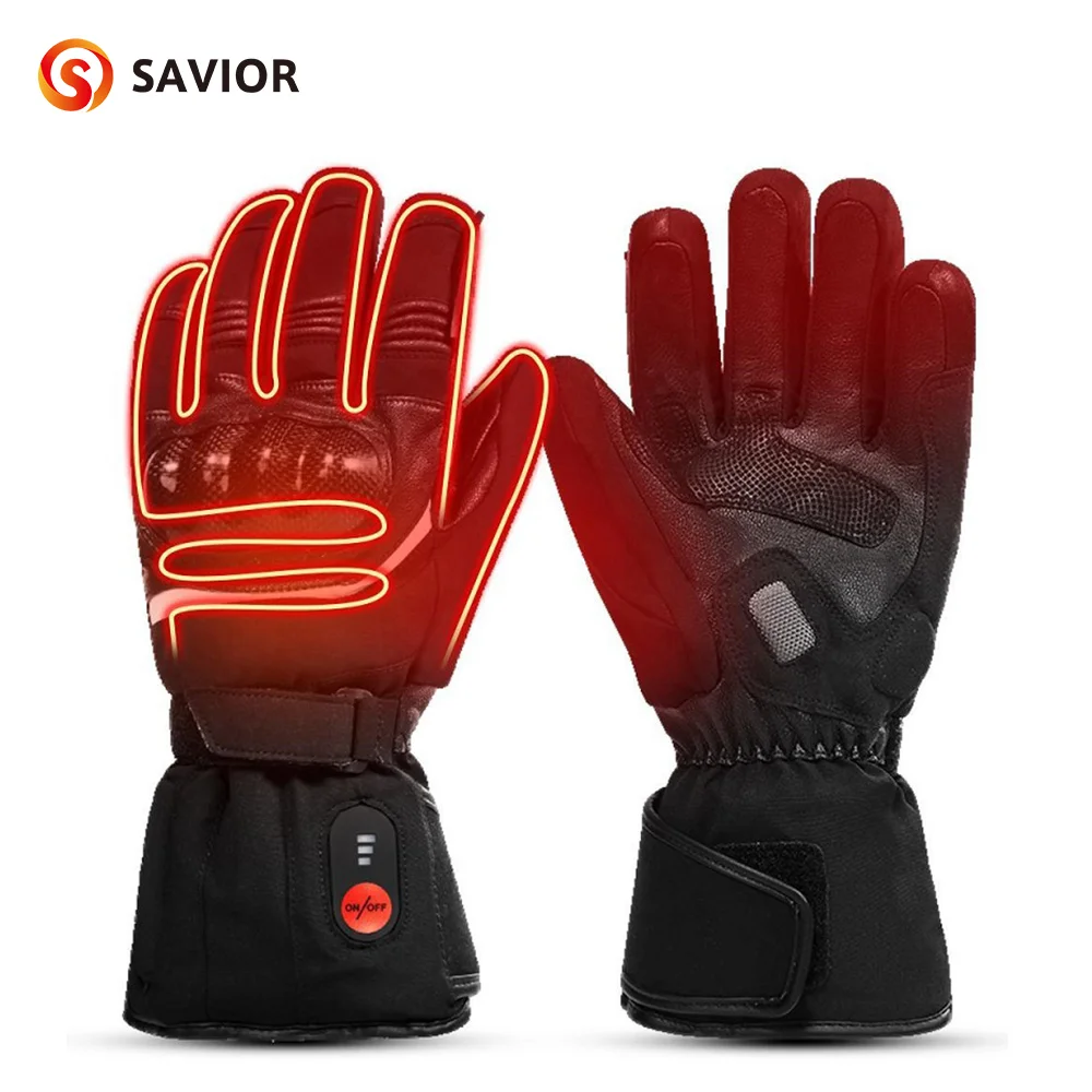 Savior-guantes calefactados de invierno para motocicleta, manoplas de seguridad para deportes al aire libre, calefacción eléctrica, impermeables, a prueba de viento, 7,4 V, EN13594