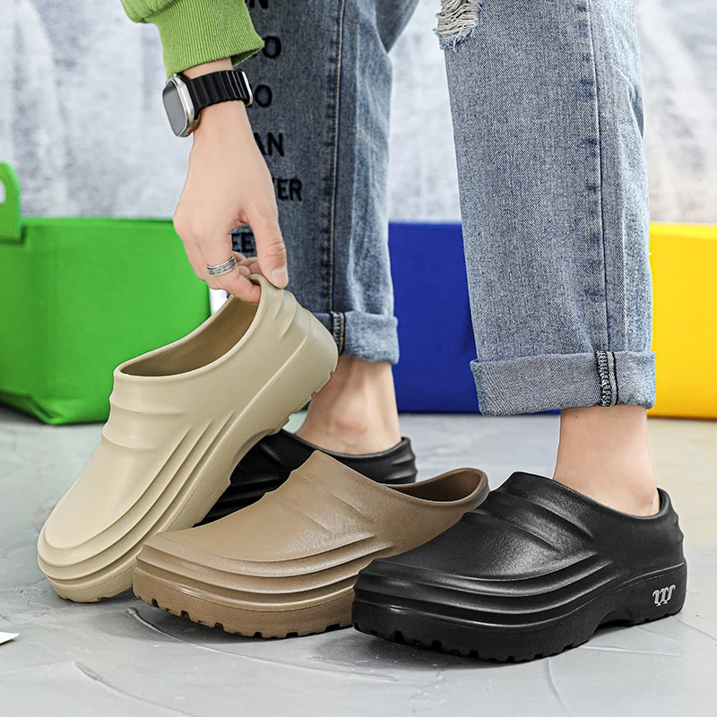 High Quality Oil-proof Chef Shoes Men's Anti-slip Casual Sandals Mens Slip-on EVA Waterproof Rain Boots Men Outdoor Safety Shoes