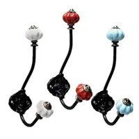 European Ceramic Pumpkin Head Wrought Iron Coat Hook for Hanging Wall Hooks Hangers Door Wall Hangers Home Decoration 1