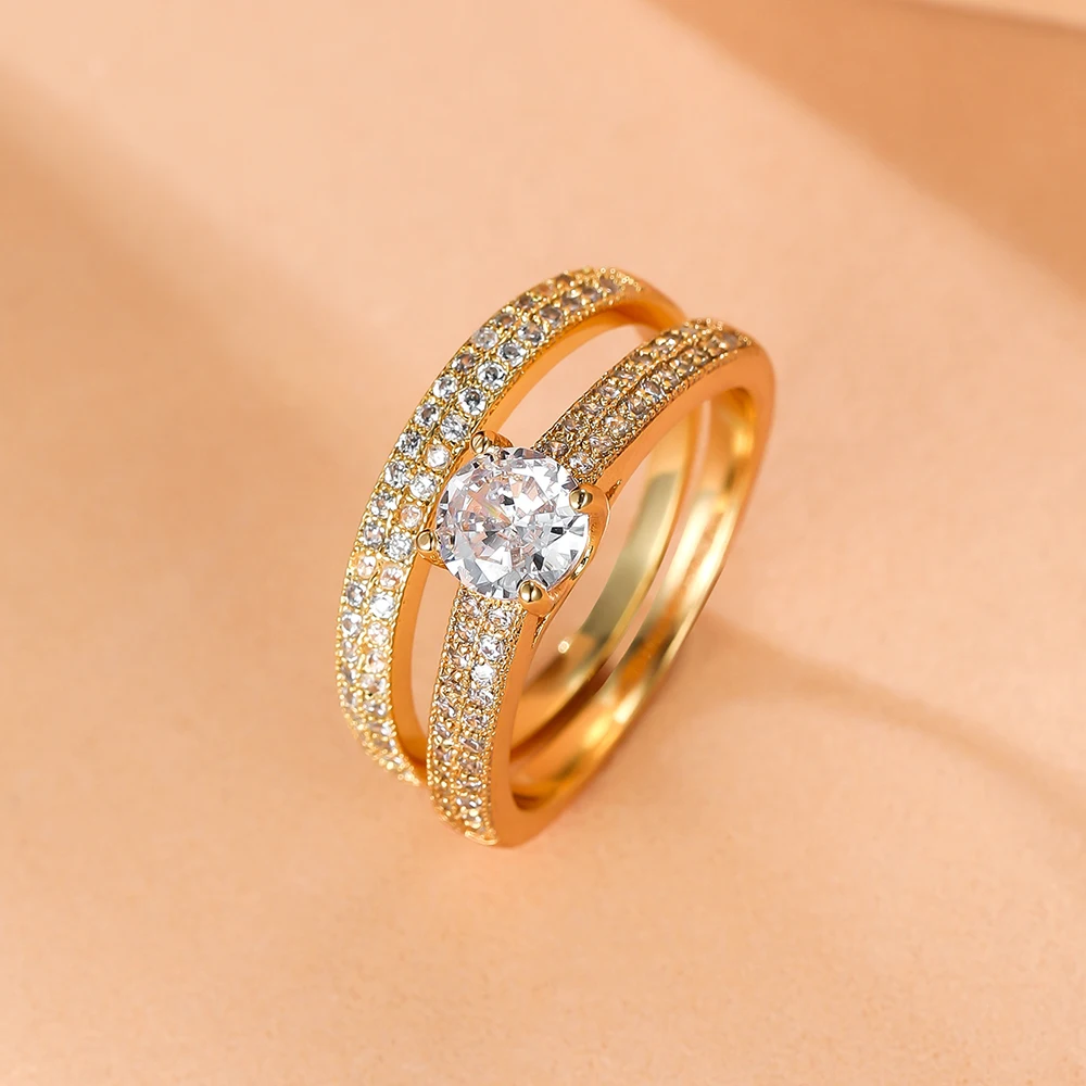 Luxury Black Gold Zircon Bridal Ring Set
