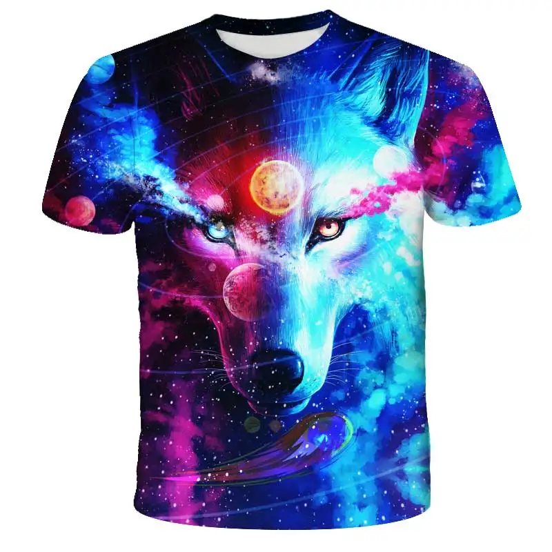 black long sleeve shirt Wolf T-Shirt Cartoon Casual Baby Kids Boys Girls Children Short Sleeve Summer Children Clothing Animal Wolf 3D Printing T-shirt cute shirts