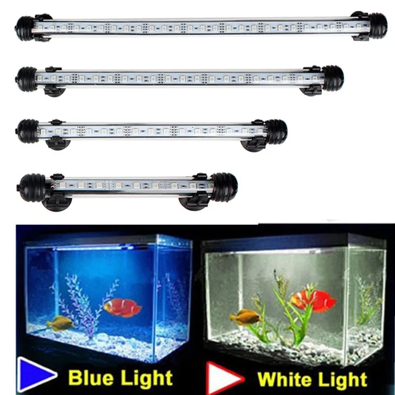 Tanie Wodoodporna lampka akwariowa LED oświetlenie do akwarium Bar niebieski/biały 19/29/39/49CM