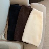 Elastic Waist Slim Women Short Skirt Sexy Elegant All-Match Basic Mini Skirt Winter Sweet Casual Knit Imitation Mink Fur Skirt - Image 4