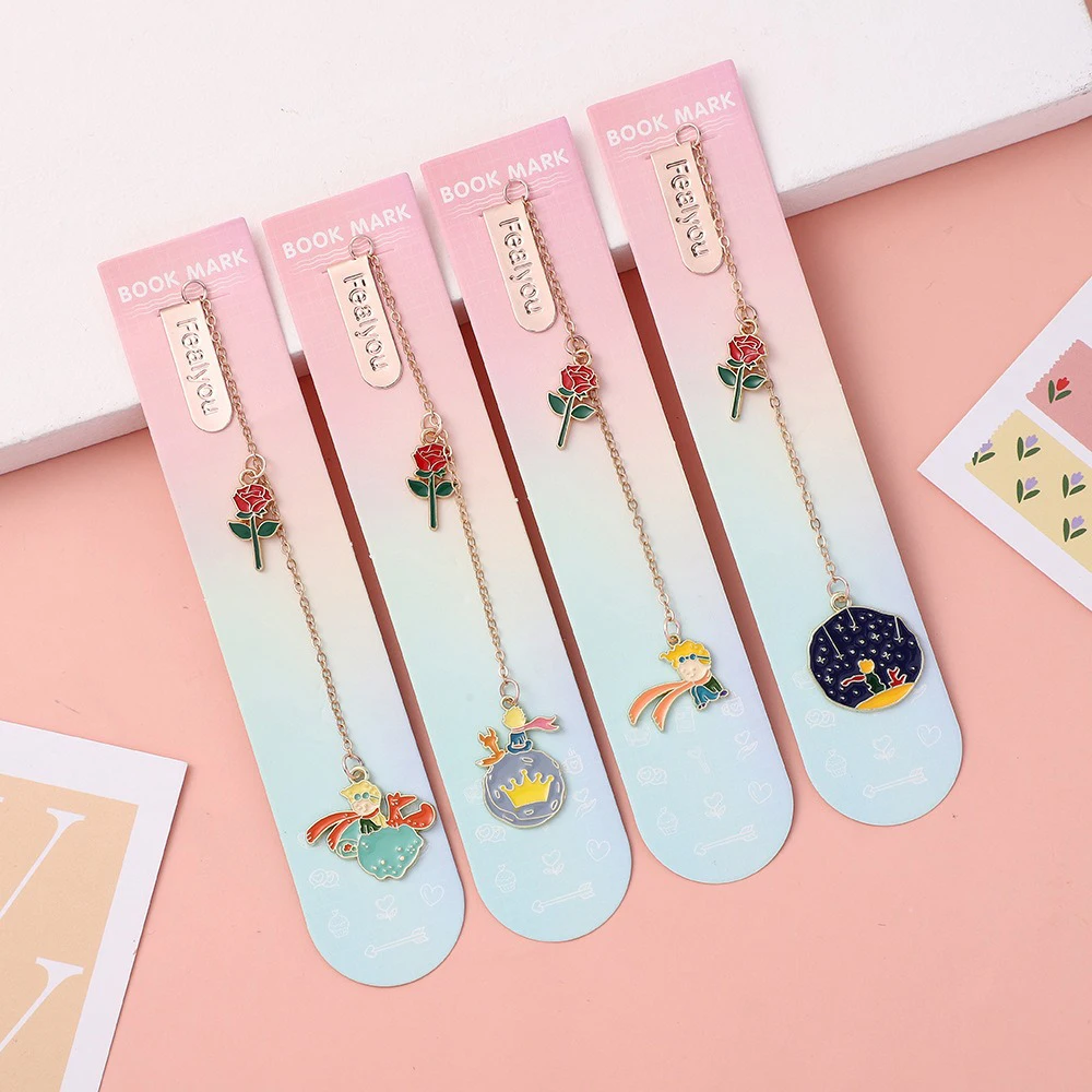 1/4PCS Cute Cartoon Metal Bookmark Little Prince Pendant Backpack Pendant Suitable for Bookmarks Book Clip Backpack Accessories