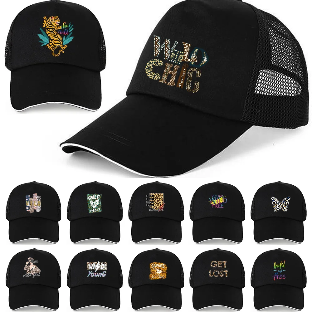 

Mesh Baseball Caps Men Snapback Hip Hop Hats Wild Pattern Print with Streetwear Trucker Caps Women Breathable Mesh Bones Sun Hat