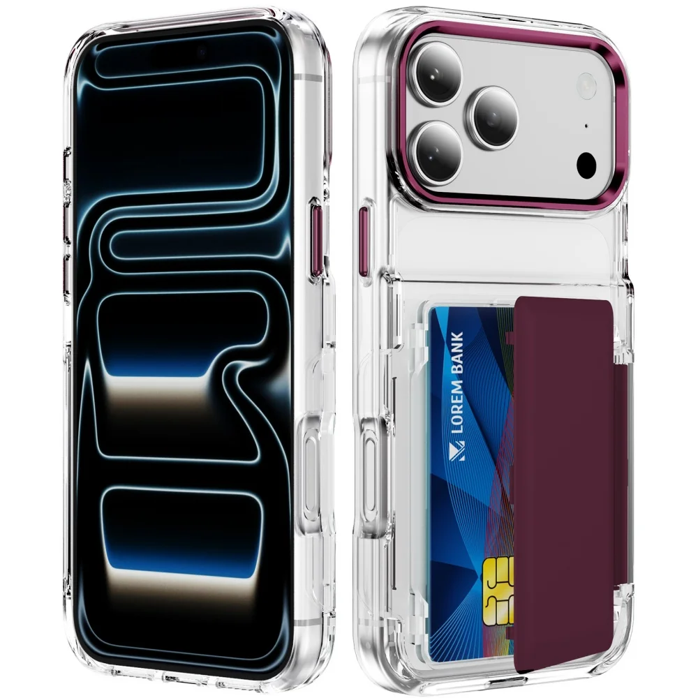 Dual Card Slot Transparent Holder Case | Shockproof Wallet Slot Hard Cover