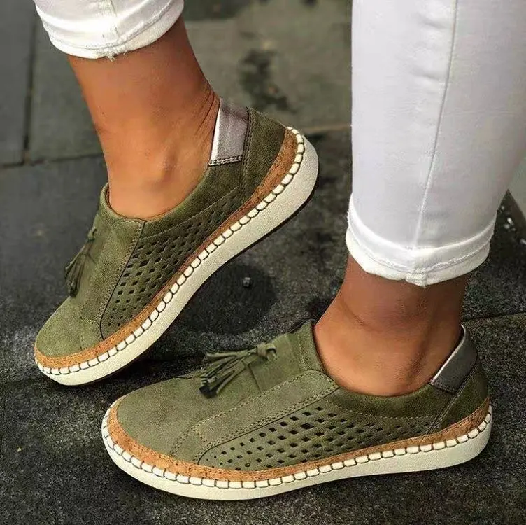 Damen-Sportschuhe, modische Damen-Schuhe mit Fransen, ausgehöhlte, runde Zehenpartie, flache Slip-On-Schuhe, Schuhe für Damen, Sneakers für Damen, Ausverkauf – Detail 6