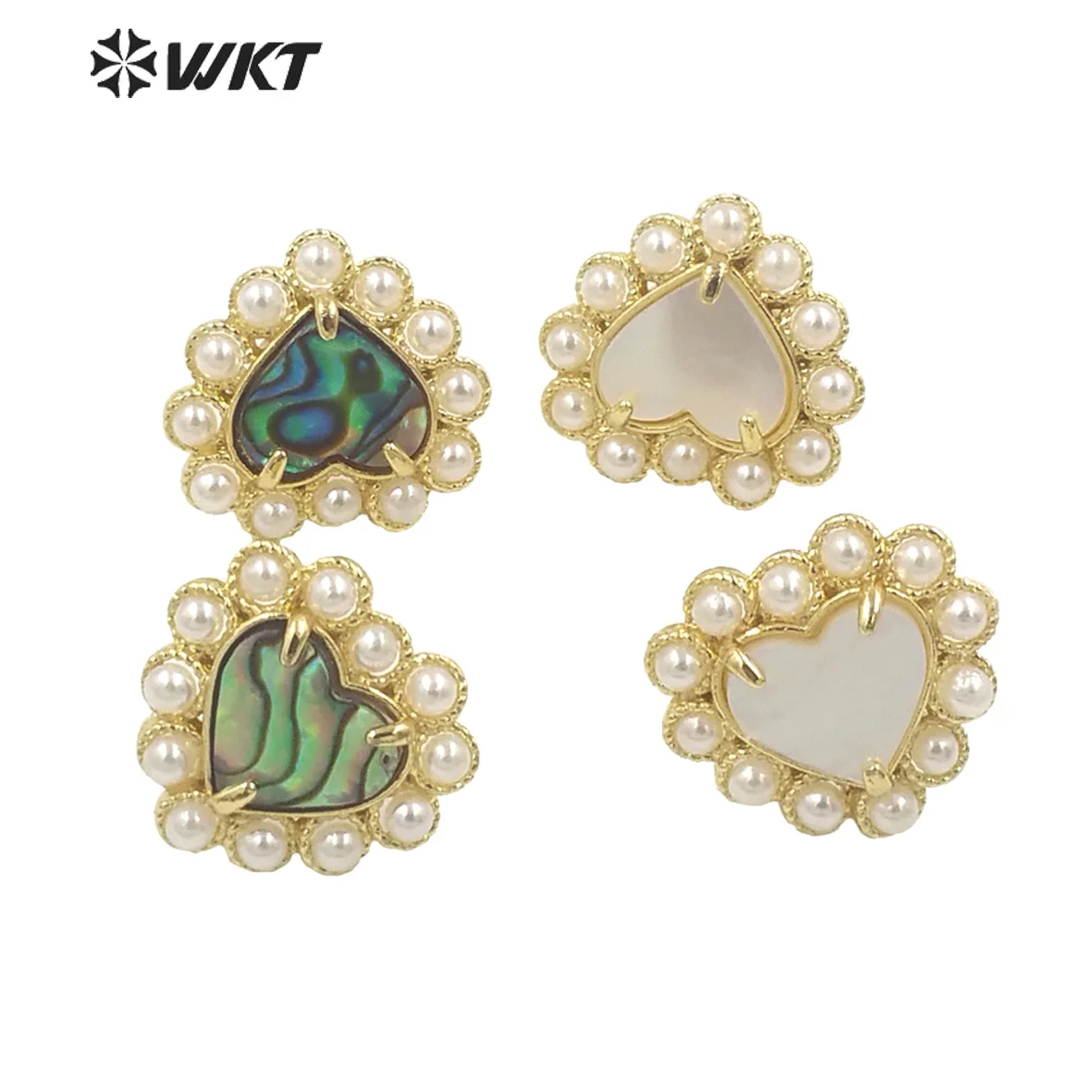 

WT-MPE123 WKT 2023 Romantic Jewelry Natural Shell Heart-Shaped Making Earring Supplies Grand Party NEW Quality Sweet