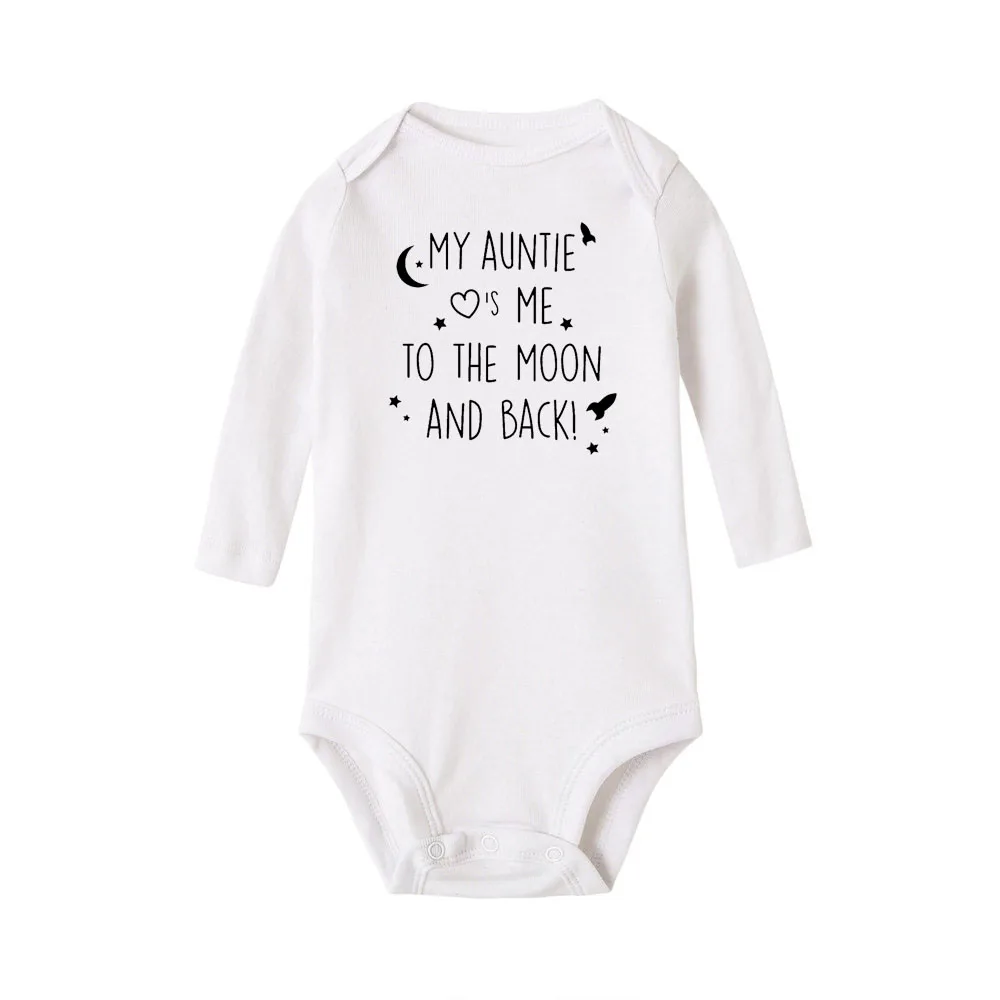 Baby Bodysuit My Auntie Take Me To The Moon and Back Print Newborn Boy Long Sleeve Fashion Casual Gifts
