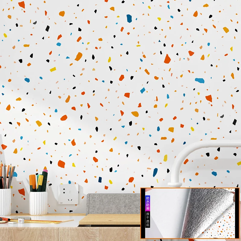 

Self Adhesive Terrazzo Wallpaper Roll Thicken Peel and Stick Wallpapers Living Room Decor Kitchen Wall Stickers