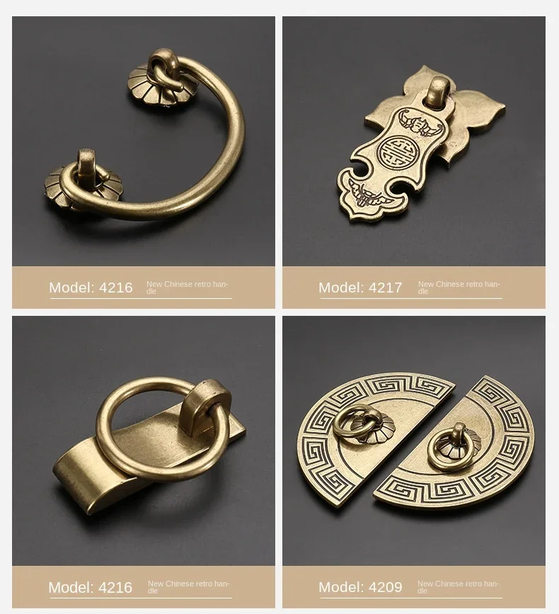 Description Picture 6 of itemCabinet Handle Portable Single Hole Screw Mounting Antique Chinese Style Pull Knob Furniture Hardware Yellow Bronze