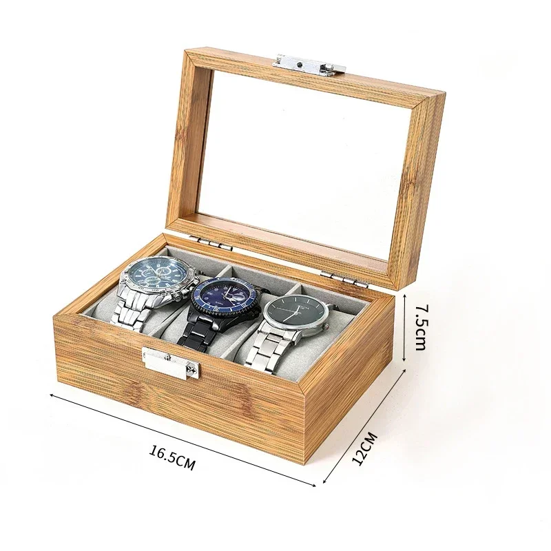Retro 3/6/10/12 Girds Bamboo Watches Storage Clock Box Watch Holder Organizer Watch Display Woodiness Box for Handmade Festive watch storage box