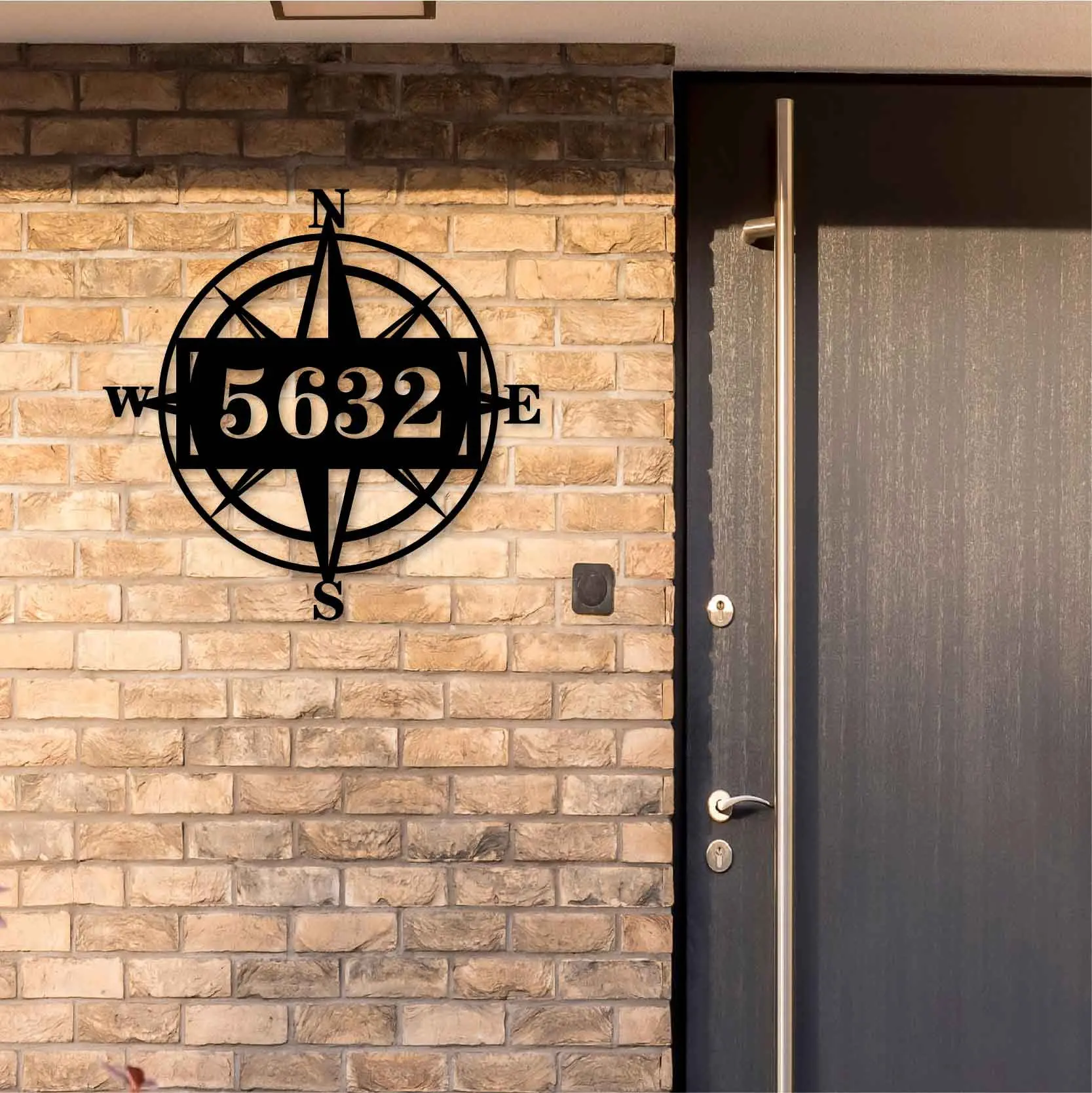 

Custom Metal Compass Address Number Sign Personalized Nautical Plaque Street Sign Wall Art Nautical Decor Housewarming GIft