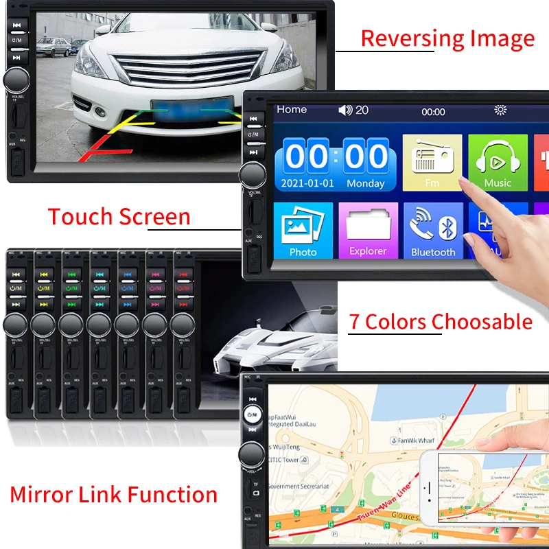 Pantalla Coche Pantalla Carplay Coche Hodozzy Radio De Coche 1 DIN Con Inalámbrica Carplay Y Android Auto, 5,1 Pulgadas HD Pantalla Táctil Con Bluetooth Mirror Link EQ SWC FM/Am/RDS Radio Con Cámara,Soporta
