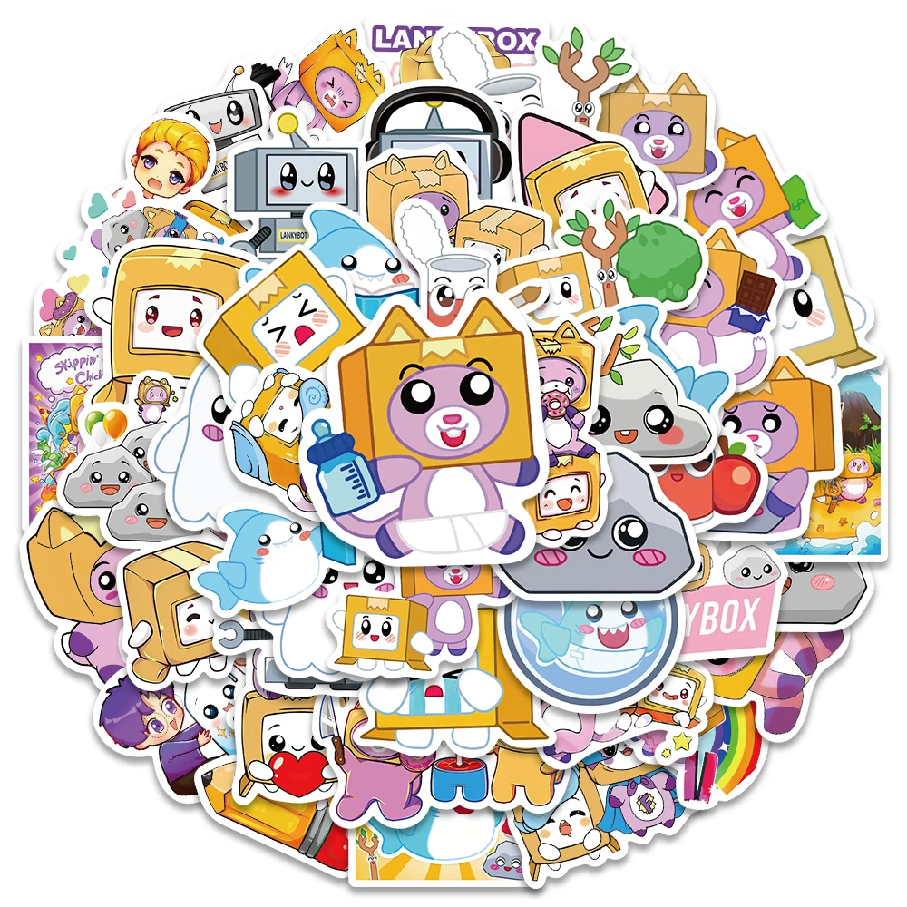 Cute Lankybox Cartoon Stickers Suitcase Skateboard Guitar Laptop Phone Decor Waterproof Sticker 50PCS cartoon stickers,kawaii stickers,decorative stickers