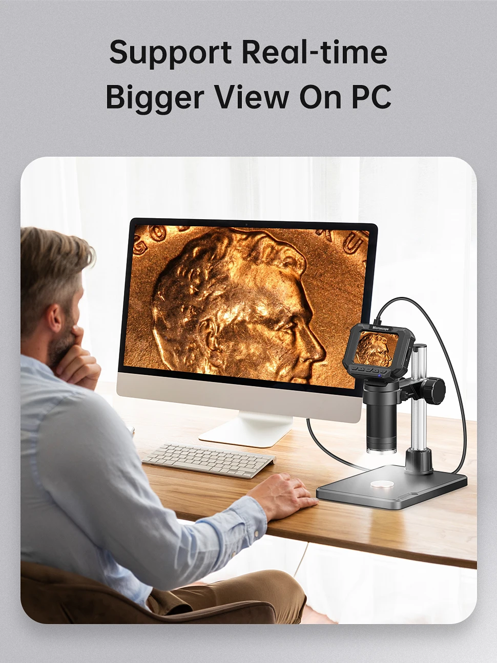 Digital Microscope 2.4inch USB Microscope for Electronic, Edcation, Repair, Coin