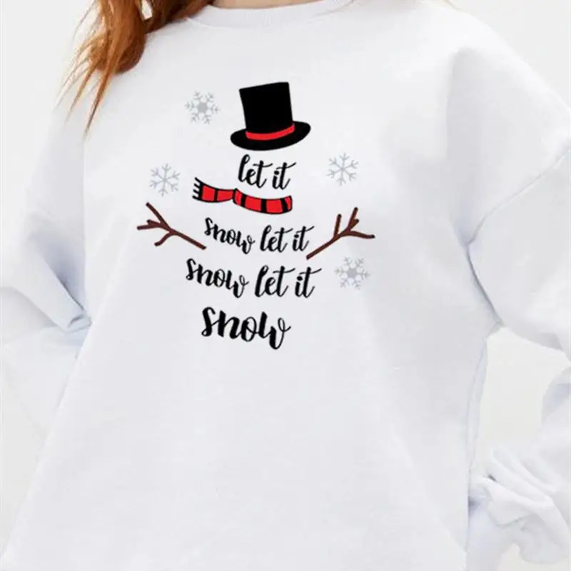 

Unisex Print Holiday New Year Nice Christmas Women Hoodie Print Long-sleeved Oversized Sweatshirt Casual Blouse Pullover Female