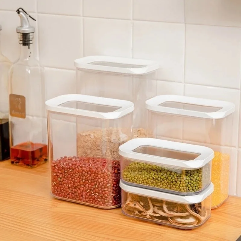 Sealed Grain Storage Box Transparent Food Cereal Kitchen Storage Container Rice Tank Barrel Coffee Bean Organizer Kitchen Tools