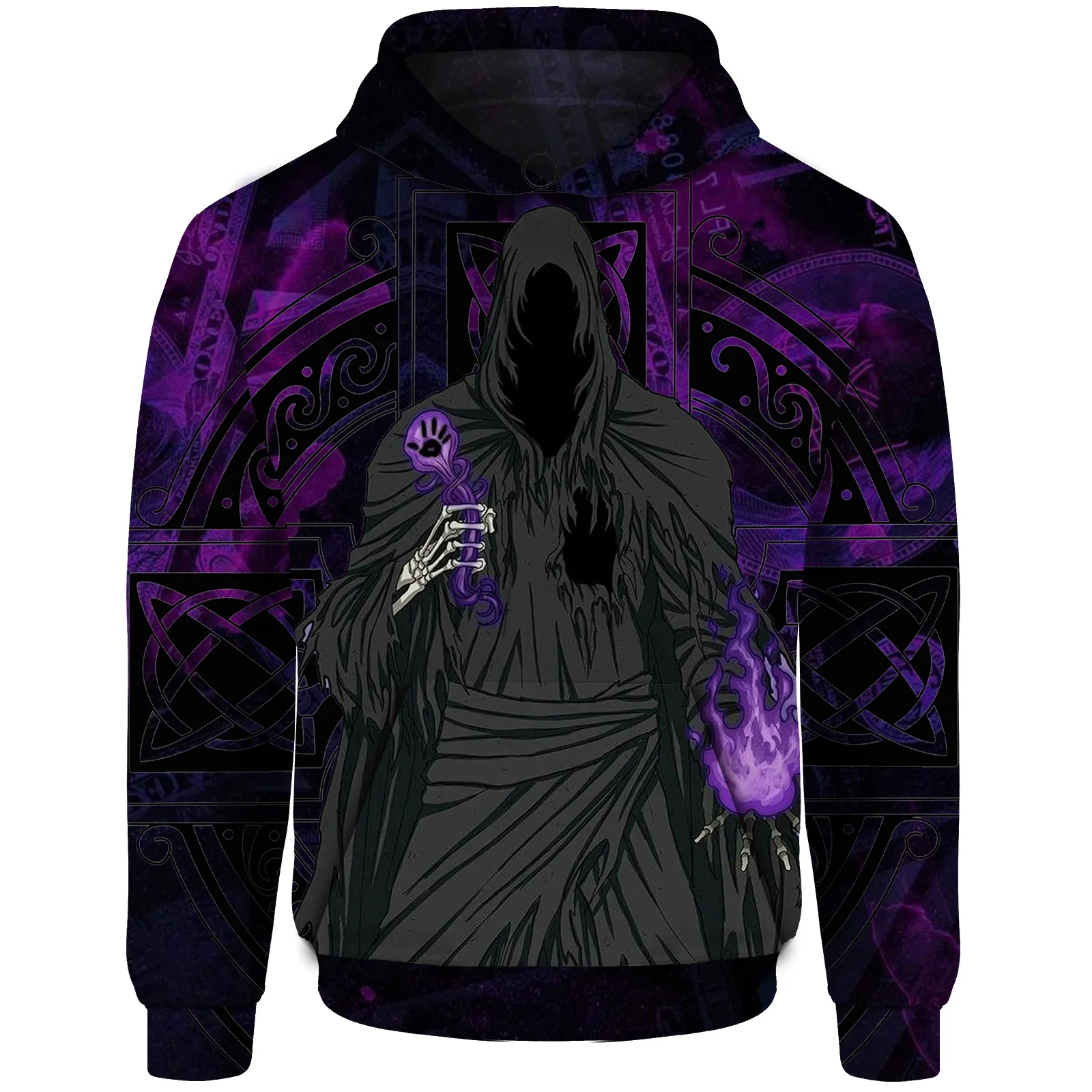 thumbnail image 1 of Sudadera con capucha de otoño, sudaderas con capucha de moda para hombre, sudaderas con capucha para hombre con estampado genial de nigromante y esqueleto, ropa de calle Harajuku, 1 of 5