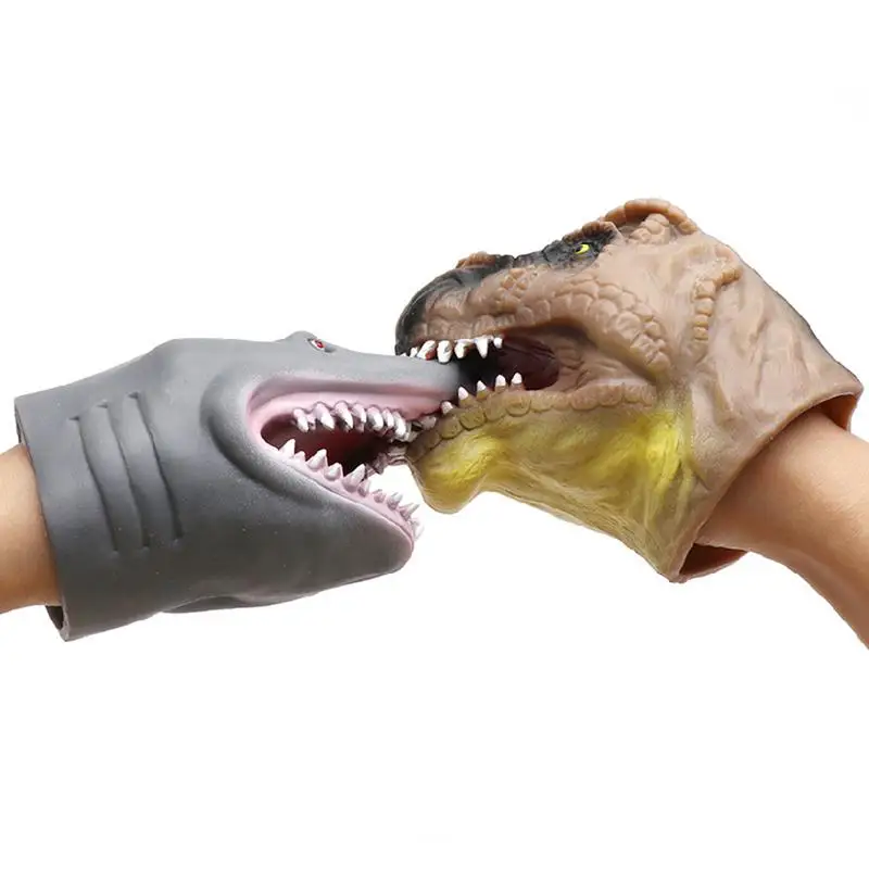 Hand Puppet Toys Realistic Latex Simulation Animal Dinosaur Shark Children Halloween Cosplay Toys Props Story Telling