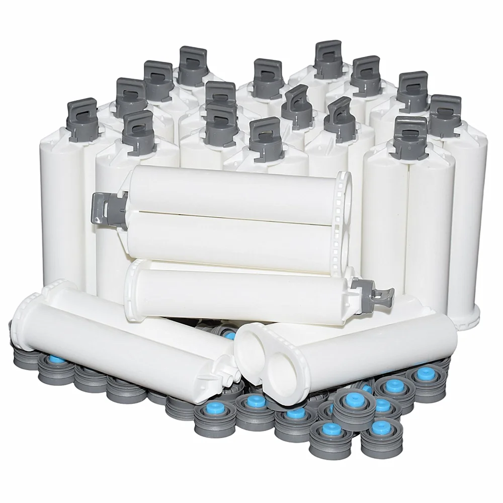 

20 Pieces Empty Cartridge 50ml 1:1 Epoxy Resin AB Glue Tube with Sealing Pistons for 50ml Round Type-Back Dispenser 1:1 Glue Gun