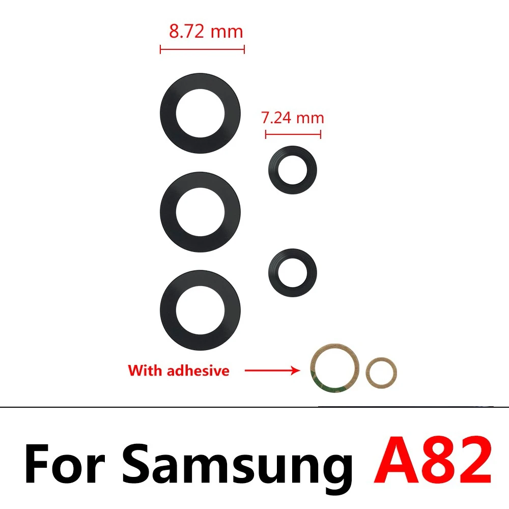 새로운 후면 카메라 유리 커버 렌즈 (삼성 A13 A14 23 4G A32 A52 5G A33 A53 A73 A52 A72 A82 A52S A24 A34 용 접착제 포함)
