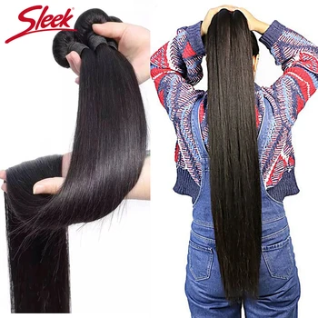 Fasci di tessuto brasiliano dritto elegante per capelli affare estensione dei capelli umani da 8 a 40 pollici Remy 1/3/4 X fasci di capelli umani con proteine reali