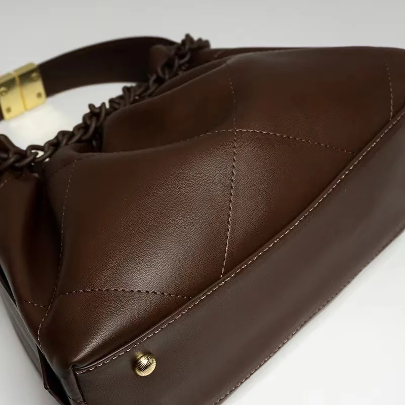 Classic Fashion Leather Women's Handbag Shoulder Crossbody Trendy Underarm Bag Soft Neutral Minimalist Style Handbag