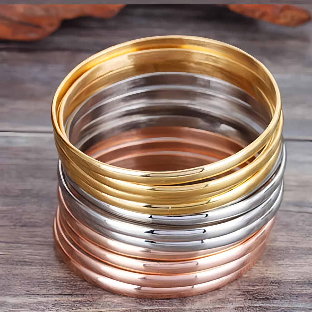 7/9/12Pcs Set Fashion Stainless Steel Bangle Set Arrival Plated 8.5inch Length Inner Diameter 68mm For Jewelry Making Parts 2