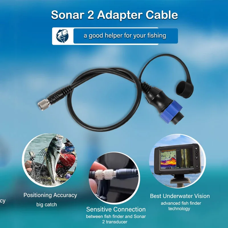 MKR-US2-10 Universal Sonar 2 Adaptor Cable Fit for Lowrance Fish Finder Works on US2 Sonar Transducer & Minn Kota Trolling Motor