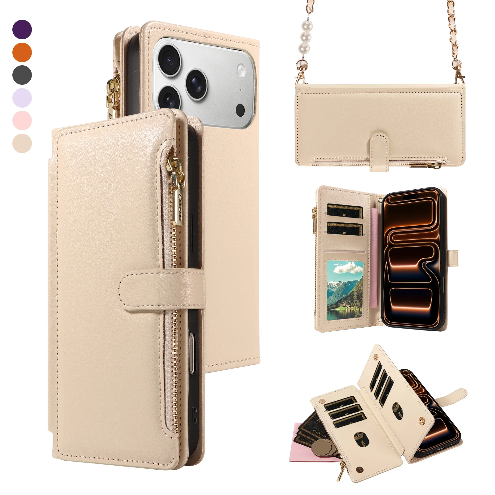 Stylish Faux Leather Crossbody Phone Case - Magnetic, Shockproof & Scratch-Resistant