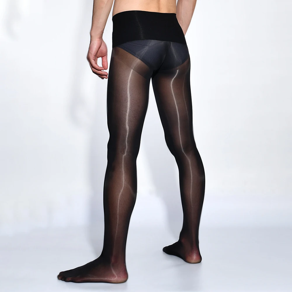 

Male Pantyhose Sleepwear Nylon Oil Shiny Pantyhose Seamless Sexy Sheath Open Silky Sissy Soft Clubwear Fashion