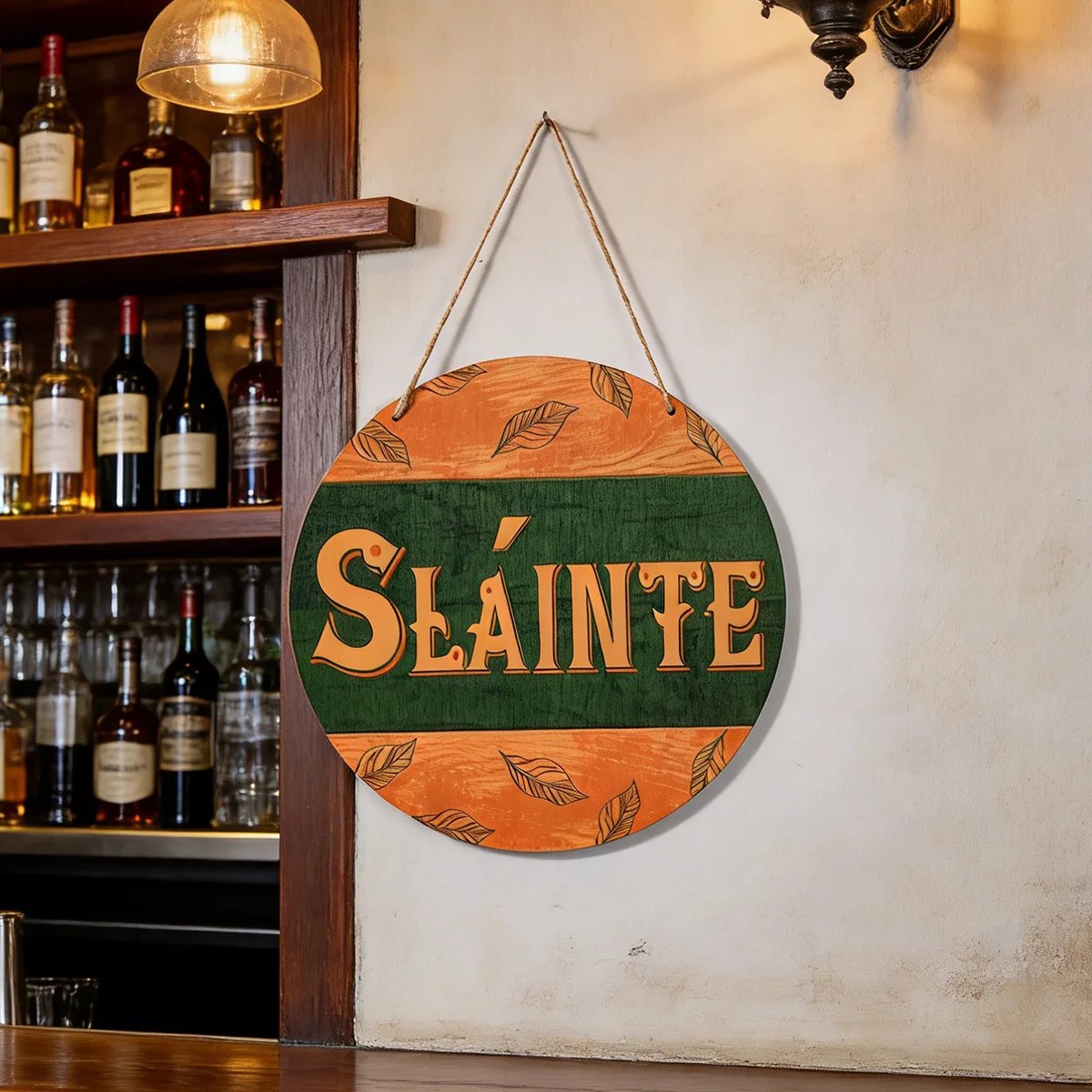 1PC, St.Patrick's Day, lightweight wooden circular decorative signboard, St.Patrick's Day decorative tag, suitable for Irish Pub