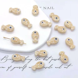 Set of 10 Fish-Shaped Ceramic Spacer Beads for Jewelry Making and DIY Accessories (14 Light brown)