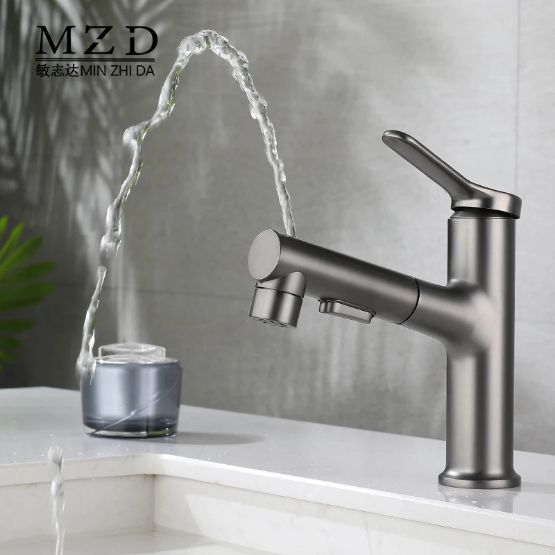 

Tapware Black for toilet Pull Down washbasin Luxury Bathroom faucets taps for Cold Hot water basin sink mixer Single handle