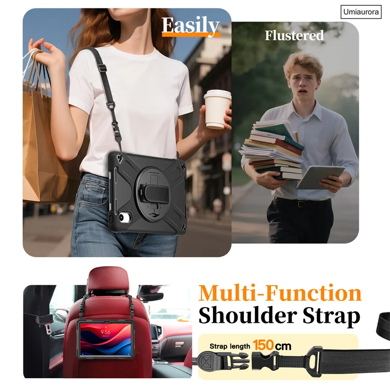 Heavy Duty Rugged Tablet Case with Stand and Strap - Shockproof