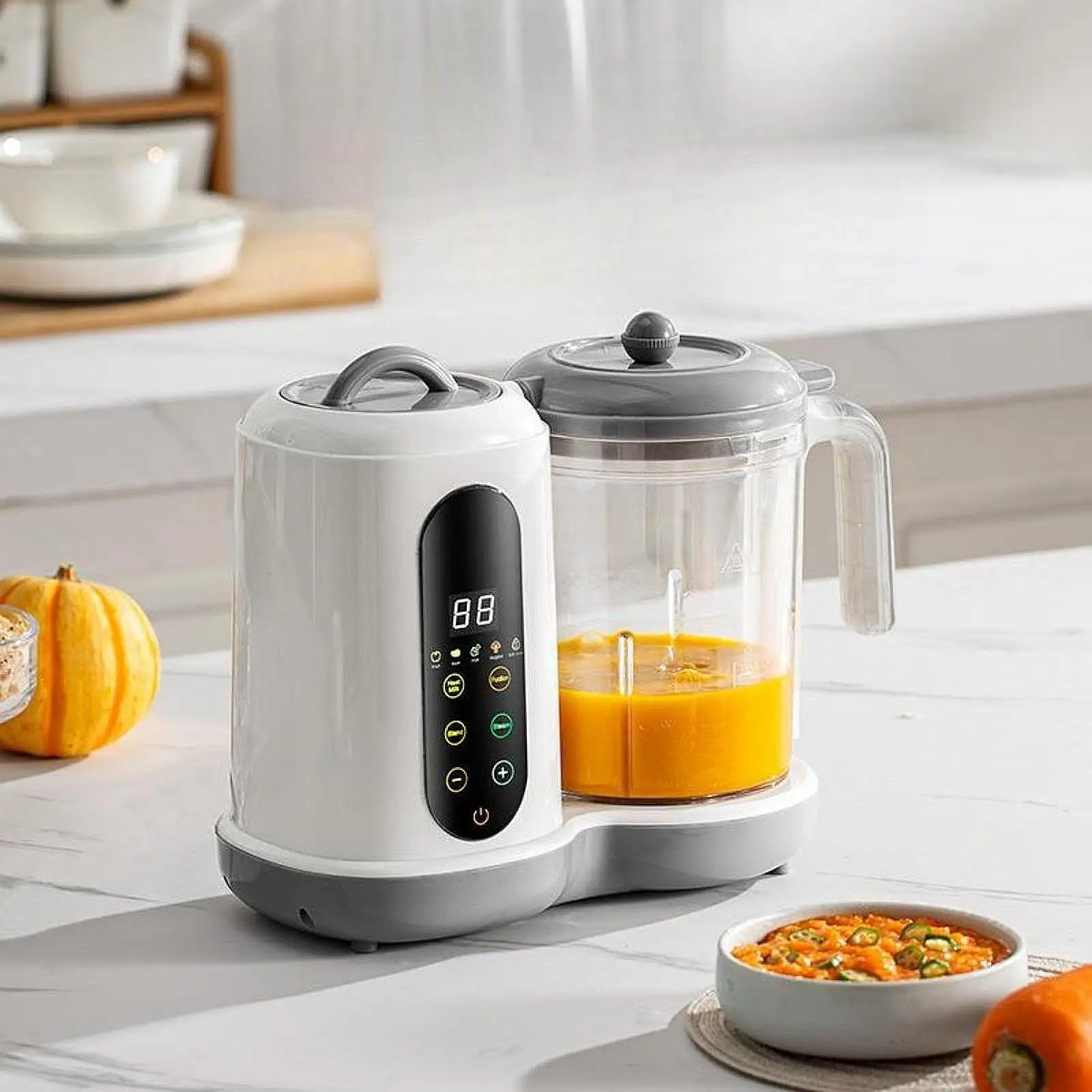 Baby Food Processor Steamer Auto Cooking Grinding Chopping Reheating Food Warmer for Camping Travel Picnic Kitchen Birthday Gift