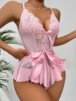 Lingerie transparente en dentelle pour femme, sous-vêtements transparents, Kits de soutien-gorge féerique, ensemble pyjama délicat, ensembles érotiques fins 3