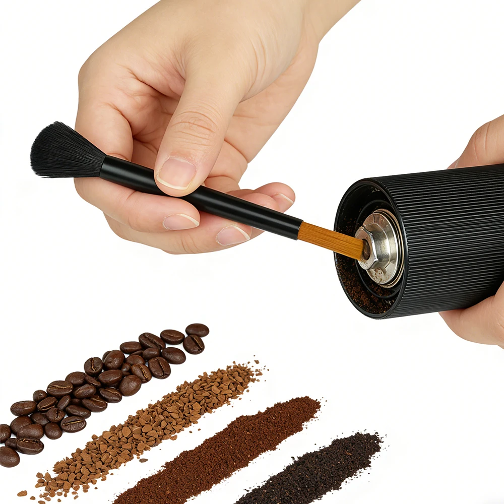 فرشاة تنظيف مطحنة قهوة مزدوجة