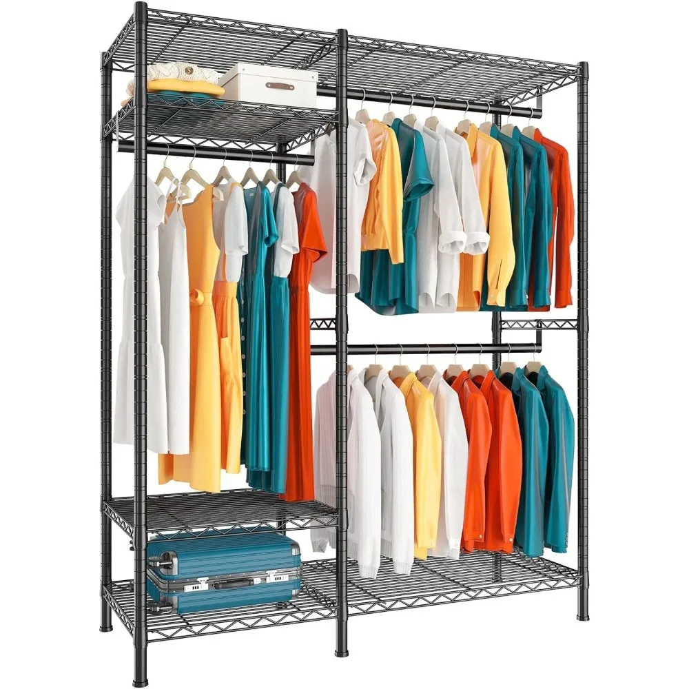 Clothes Rack Heavy Duty Clothing Rack Load 700LBS Clothing Racks for Hanging Clothes Adjustable Closet Rack Metal Wadrobe