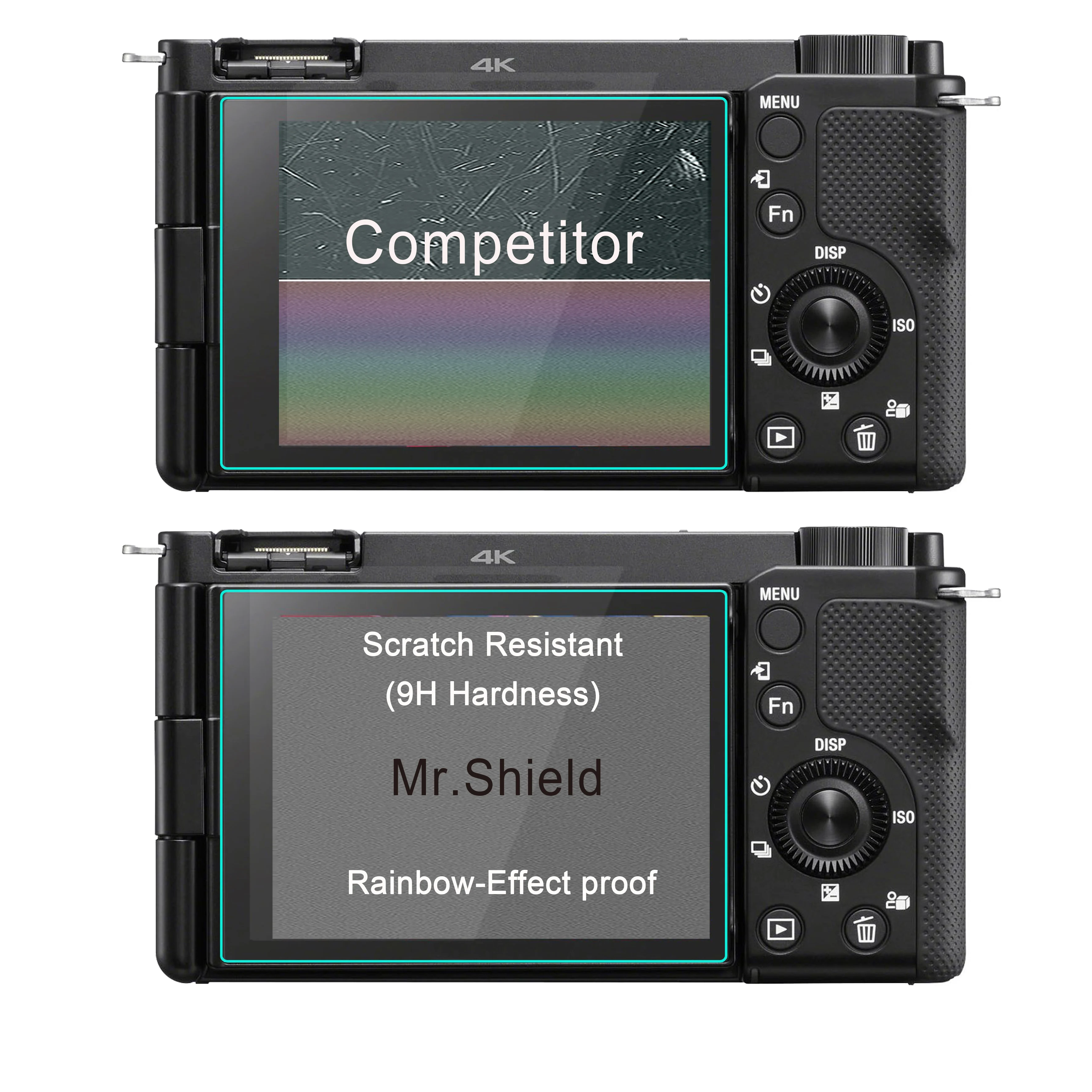 Camera Screen Protector Mr.Shield 3-Pack Tempered Glass Japan 9H Hardness for Sony Alpha ZV-E10 ZVE10 Camera