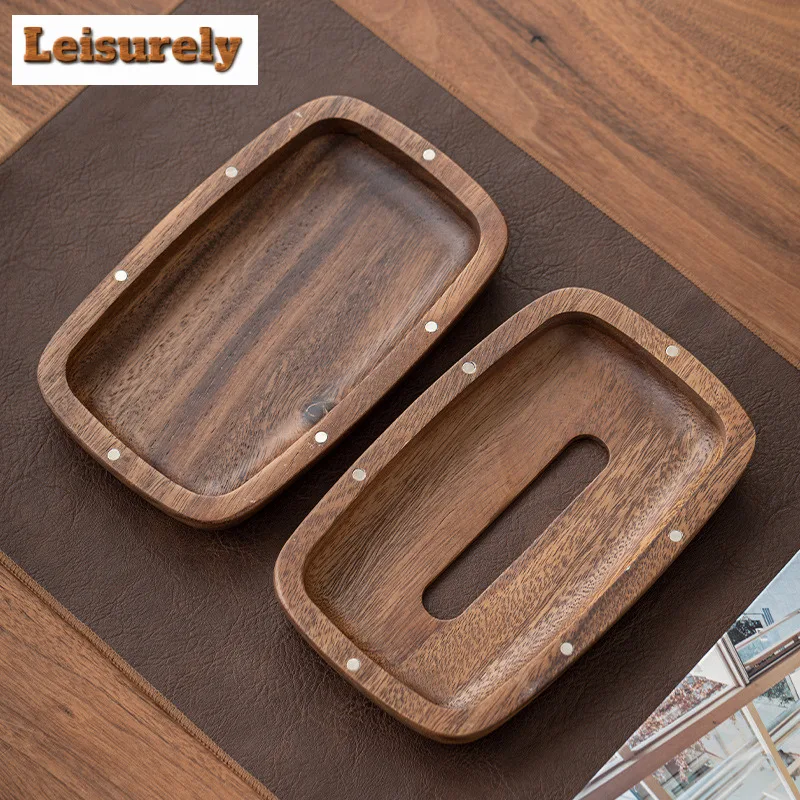 Walnut Wood Tissue Box Commercial Hotel Restaurant Paper Drawer Desktop Square Wooden Box Household  Advertising Paper Drawer