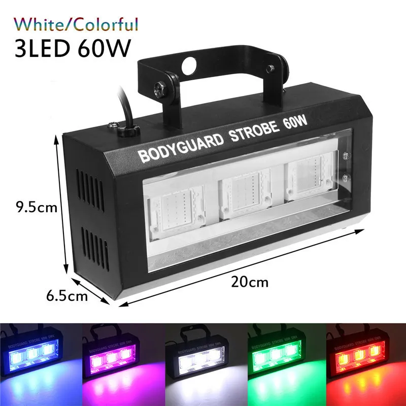 60w לבן stroroboscope dj קול מסיבת פלאש stroboscope תאורה הבמה מתכווננת עבור מסיבת בית נופש מועדון