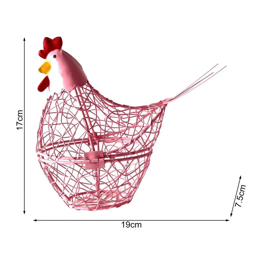Egg Basket Iron Wire Chicken Shaped Egg Holder Easter Eggs Storage Basket for Kitchen Home Decorations